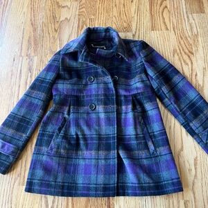 Girls Purple, Black & Gray Pea Coat